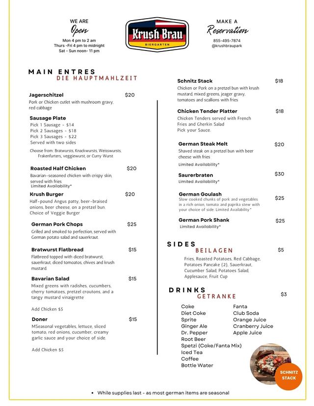 PIC menu at Krush Brau Park, Kissimmee – photo 2