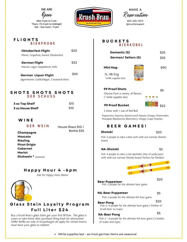 PIC menu at Krush Brau Park, Kissimmee – photo 4