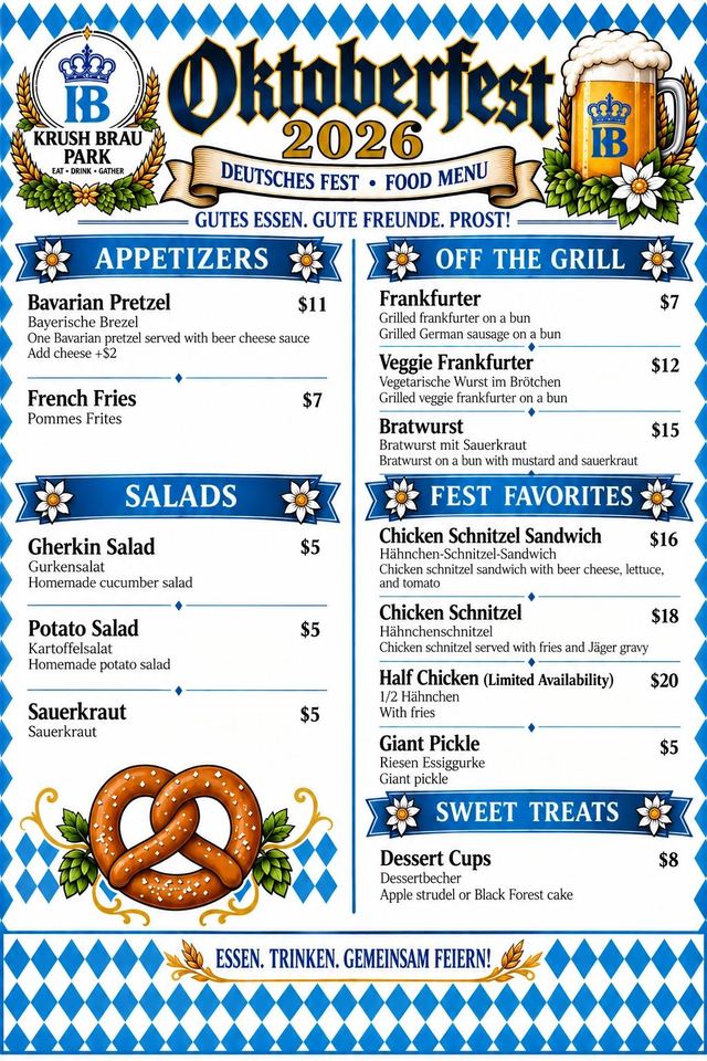 World Event Center food menu at Krush Brau Park, Kissimmee – photo 2